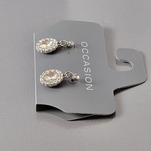 Clear Faux Crystal Drop Earring by Occasion New on Card Rhinestones Prom Wedding - Picture 10 of 12